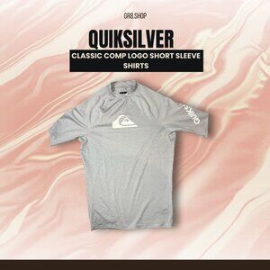 Quiksilver Classic Comp Logo Gray Short Sleeve Shirt UPF 50+ Lightweight & Breat